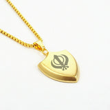 Personalized Shield Pendant Sikh Men's Necklace Stainless Steel Chain 24Inch