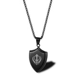 Personalized Shield Pendant Sikh Men's Necklace Stainless Steel Chain 24Inch