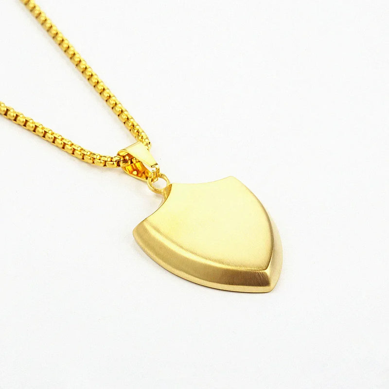 Personalized Shield Pendant Sikh Men's Necklace Stainless Steel Chain 24Inch