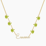Custom Maple Leaf Diamond Name Necklace for Women