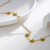 Custom Maple Leaf Diamond Name Necklace for Women