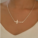 Personalized Sideways Cross Name Necklace