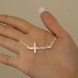 Personalized Sideways Cross Name Necklace