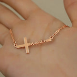 Personalized Sideways Cross Name Necklace