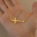 Personalized Sideways Cross Name Necklace