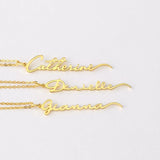Vertical Handwriting Name Necklace Stainless Steel Women Jewelry