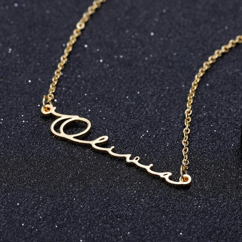Handwritten Name Necklace Personalized Stainless Steel Charm Pendant
