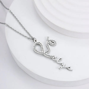 Personalized Diamond Name Necklace with Crystal Pendant