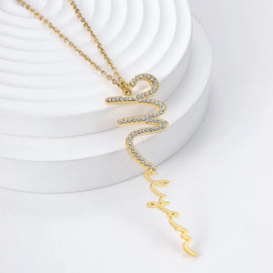 Personalized Diamond Name Necklace with Crystal Pendant