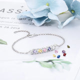 Personalized Silver Bracelet with 5 Birthstone CZ Charms