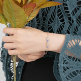 Personalized Silver Bracelet with 5 Birthstone CZ Charms