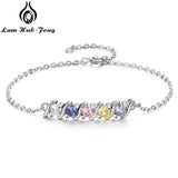 Personalized Silver Bracelet with 5 Birthstone CZ Charms