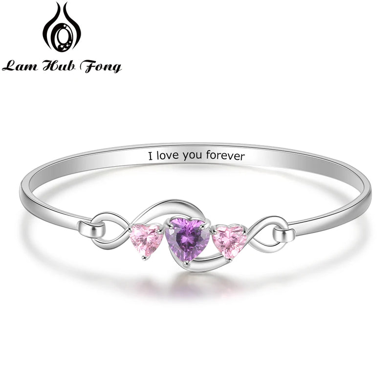 Personalized Silver Infinity Bracelet Heart CZ Name Forever Jewelry Gift
