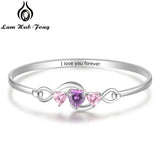 Personalized Silver Infinity Bracelet Heart CZ Name Forever Jewelry Gift