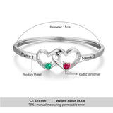 Personalized Intertwined Heart Bracelets with Birthstones & Engraved Name