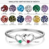 Personalized Intertwined Heart Bracelets with Birthstones & Engraved Name