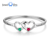 Personalized Intertwined Heart Bracelets with Birthstones & Engraved Name