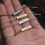 Personalized Silver Nameplate Bar Bracelet Engraved Initial Bangle Women