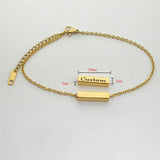 Personalized Silver Nameplate Bar Bracelet Engraved Initial Bangle Women