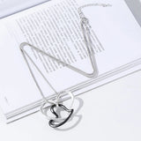Love Necklace Interlocking Cross Double Heart Pendant Long Chain