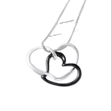 Love Necklace Interlocking Cross Double Heart Pendant Long Chain