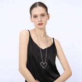 Love Necklace Interlocking Cross Double Heart Pendant Long Chain