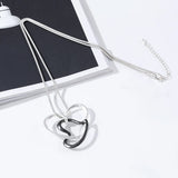 Love Necklace Interlocking Cross Double Heart Pendant Long Chain