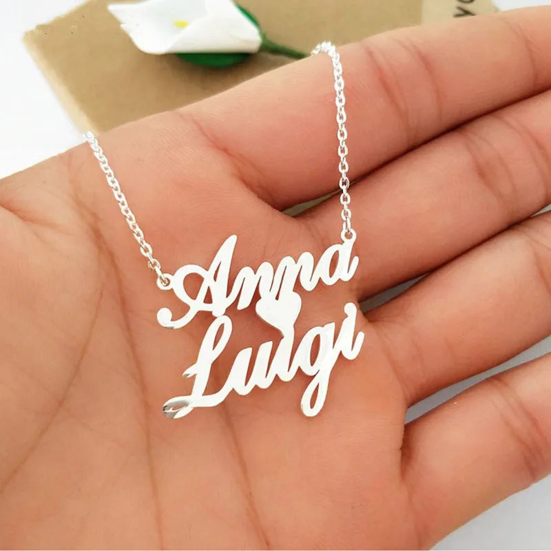Personalized Heart Necklace Stainless Steel Name Necklace