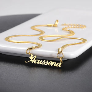 Personalized Soft Snake Chain Name Necklace Nameplate Choker Necklace