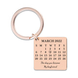 Custom Date Calendar Keychain, Stainless Steel Keyring, Personalized Gift