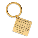 Custom Date Calendar Keychain, Stainless Steel Keyring, Personalized Gift