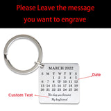 Custom Date Calendar Keychain, Stainless Steel Keyring, Personalized Gift