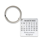 Custom Date Calendar Keychain, Stainless Steel Keyring, Personalized Gift