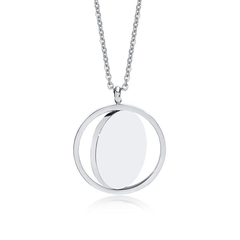 Personalized Spinner Necklace Pendant, Name Picture Stainless Steel Necklace