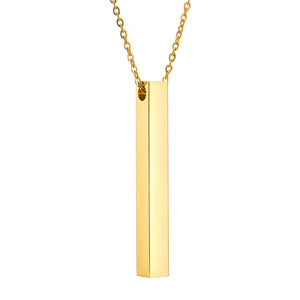 Custom Square Bar Necklace Engraved Stainless Steel Personalized Name Jewelry