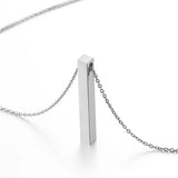 Custom Square Bar Necklace Engraved Stainless Steel Personalized Name Jewelry