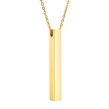 Custom Square Bar Necklace Engraved Stainless Steel Personalized Name Jewelry