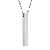 Custom Square Bar Necklace Engraved Stainless Steel Personalized Name Jewelry