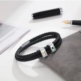 Square Engraved Beads Bracelet with Birthstone Name for Men