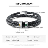Square Engraved Beads Bracelet with Birthstone Name for Men