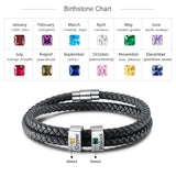 Square Engraved Beads Bracelet with Birthstone Name for Men