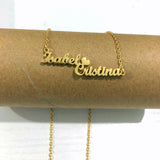 Personalized Heart Necklace Two Nameplate Jewelry