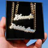 Personalized Stainless Steel Double Bling Name Necklace