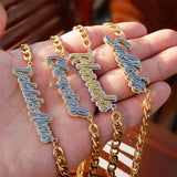 Personalized Stainless Steel Double Bling Name Necklace