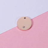 Stainless Steel Round Disc Rhinestone Charms Pendant 20pcs