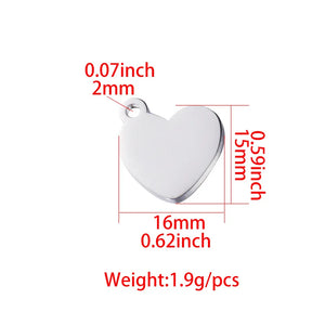 20pcs Stainless Steel Heart Charms for DIY Jewelry