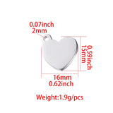 20pcs Stainless Steel Heart Charms for DIY Jewelry