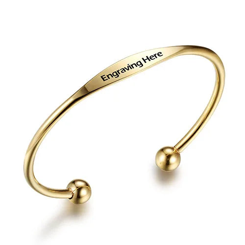 Personalized Name Cuff Bracelet Engraved Stainless Steel Jewelry Gift