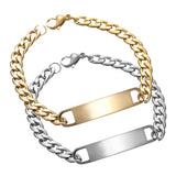 Personalized Stainless Steel Bracelet Men Name Text Smooth Curved Bracelets Gift