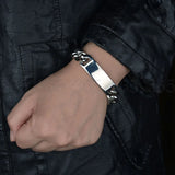 Personalized Stainless Steel Bracelet Men Name Text Smooth Curved Bracelets Gift